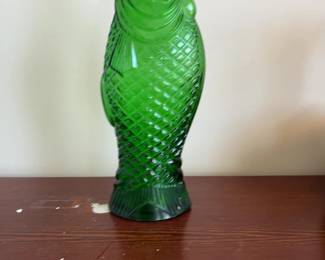 Vintage Emerald Green Fish-Shaped Decanter 