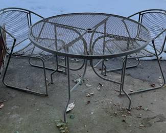 Wrought Iron Mesh Patio Table & Chairs Set