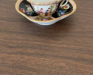 Vintage Porcelain Courting Couple Teacup and Saucer Set