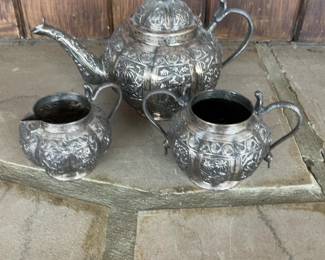 Fine & Rare Antique Indian Silver Tea Set, c1890 Calcutta. Total weight: 502gr