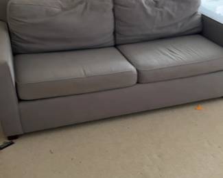 Modern Grey Two-Seater Sofa with Loose Back Cushions 78 x 36 x 32