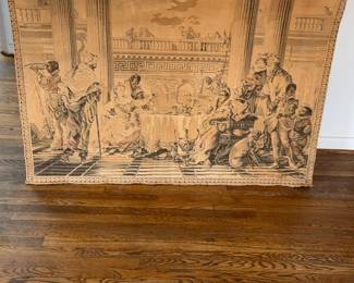 Large Classical Tiepolo Banquet Scene Wall Tapestry 58 x 39