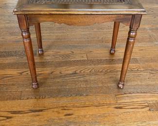 Vintage Wooden Cane Top Side Table 20 x 14 x 19