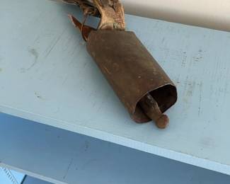 Rustic Metal Livestock Cowbell with Worn Leather Strap