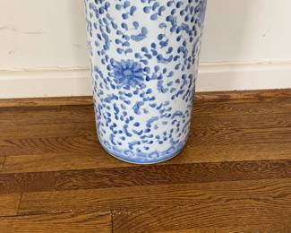 Vintage Chinese Hand Painted Blue and White Floral Ceramic Vase