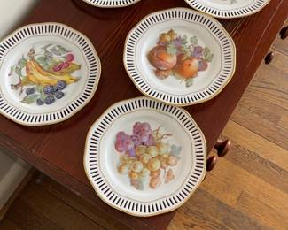 Set of 5 F.B. & Co. Fruit Plates with Gold Trim
