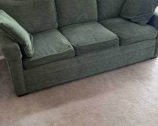 Classic Green Microfiber 3-Seater Sofa with Matching Throw Pillows 78 x 38 x 35