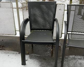 Black Metal Mesh Outdoor Patio Dining Chair