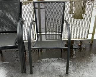 Black Metal Mesh Outdoor Patio Dining Chair