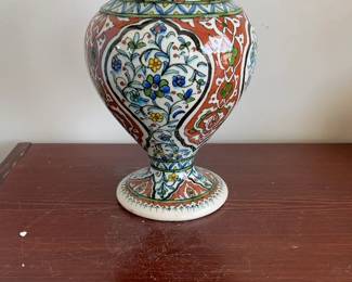 Vintage Hand-Painted Turkish Iznik Style Ceramic Vase