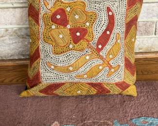 Embroidered Floral Crewel Work Decorative Throw Pillow Cover