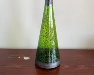 Vintage Green Glass Decanter with Sterling Silver Overlay
