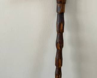 Hand-Carved Wooden Walking Cane with Bird Head Handle
