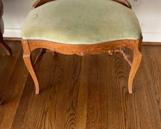 French Rococo-style Chair with Green Upholstery