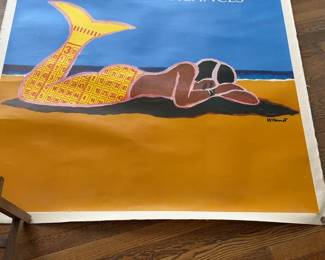 Vintage French Loto Poster 'Super Cagnotte Des Vacances' by Villemot 50 x 69