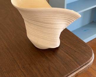 Abstract Organic Wave Wooden Sculptural Bowl Signed by Artist 