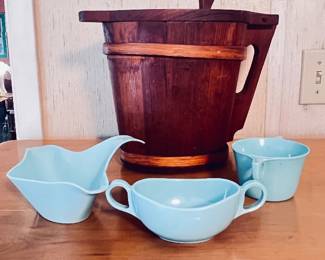 Vintage blue Mid Century melamine sugar bowl and more