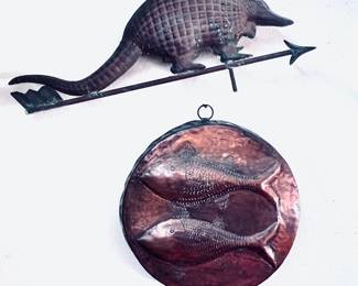 Handcrafted Metal Armadillo Rustic Home Decor /Brass Fish art