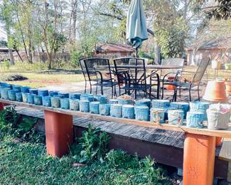 Jean style pots for garden area made with resin material