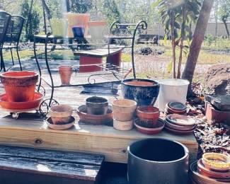 Patio Cart , & Floral Pots.