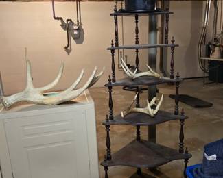 Shelving, Mirror and Antlers