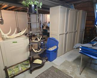 Wood Corner Shelf, Antlers, Storage Cabinets...