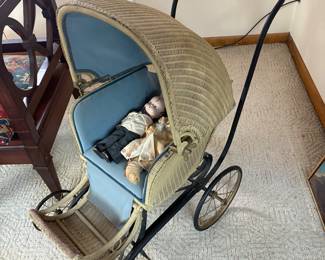 Wicker Baby Carriage
