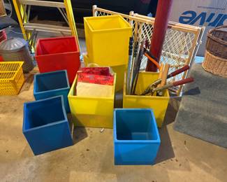 Blue, Yellow, Red Organizational / Stacking Bins