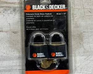 Black & Decker Padlock Set 40mm Polymer Covered Brass Keyed Alike Locks