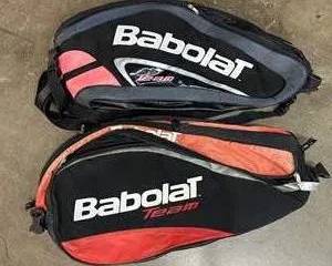  (2) Babolat Team Tennis Racquet Bags – Black/Red & Black/Pink – Shoulder Strap Racket Gear Bags