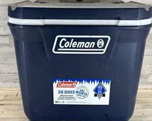Coleman 316 Series 50 Qt Wheeled Cooler 84 Can 4 Day Ice Chest Blue Camping