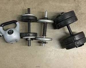 Adjustable Dumbbell Set Weight Plates Barbell Pair 10lb Kettlebell Home Gym Lot