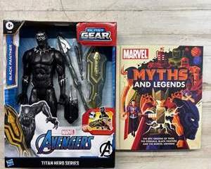 Marvel Avengers Black Panther Titan Hero Series & Marvel Myths and Legends DK Book Lot