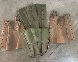 WWII U.S. Army M-1938 Canvas Leggings – 1943 Dated – Size 2R – Gray Co. – Set of 2 Pairs