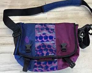 Timbuk2 Messenger Bag Blue Purple Geometric Pattern Adjustable Shoulder Strap