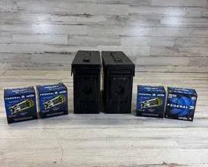Federal Top Gun 20 Gauge 2¾ 7/8 oz 7.5 Shot Ammo Lot w 2 Metal Ammo Cans