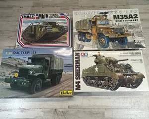 Lot of (4) 1/35 Military Model Kits – Tamiya, AFV Club, Heller & Emhar