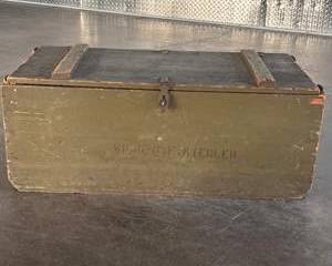 Vintage U.S. Military Wooden Storage Trunk Footlocker Stenciled Army WWII Chest