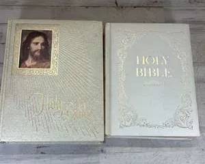 Vintage Family Holy Bible Lot 2 | King James Version | Hertel 1970 & Delair 1982