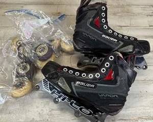Bauer Size 6 Vapor Inline Hockey Skates Jr w/ Hi-Lo Chassis + Extra Wheels Roller Hockey