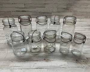 Vintage Ball Ideal Mason Jar Lot Vintage Wire Bail Glass Lids 1 Qt Pint Eclipse