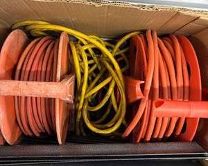 Extension Cord Reel Lot 2 Heavy Duty Orange Reels with Cords Industrial Shop Garage