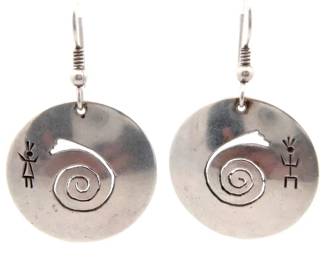 Native American Dancing Figure Spiral Drop Earrings