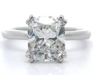 NEW! 3.01 Carat Diamond Cushion Brilliant Solitaire Ring in 14k White Gold