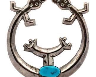 Native American Navajo Southwestern Turquoise Dancing Figure Pendant