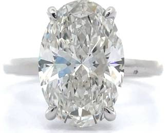 NEW! 5.28 Carat Diamond Oval Solitaire Ring in 14k White Gold