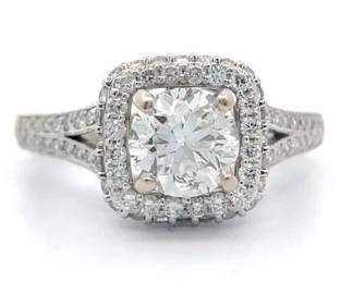 1.43 Carat Natural Diamond Engagement Ring in 14K White Gold