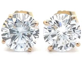 2 Carat Diamond Classic Round Solitaire Stud Earrings in 14k Gold