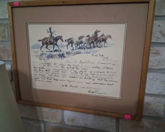 Print 1919 illustrated letter by Western artist Charles M. Russell (C.M. Russell) to George W. Farr. 