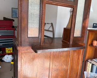 Antique Post Office Teller Window Counter Cabinet